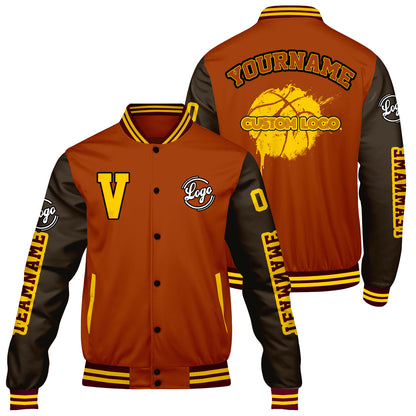Custom Dull Orange Brown Varsity Jackets for Men Women Youth Personalized Letterman Jackets