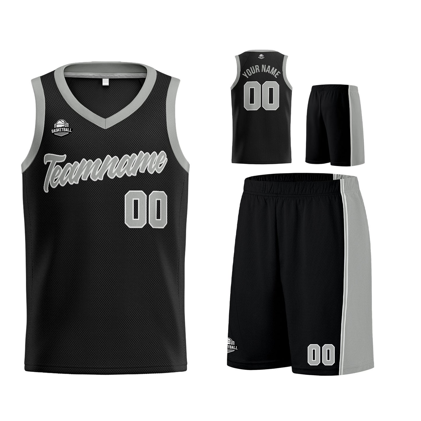 Custom Black Gray Basketball Jersey for Men Women Adult Youth Stitched Name Number Logo