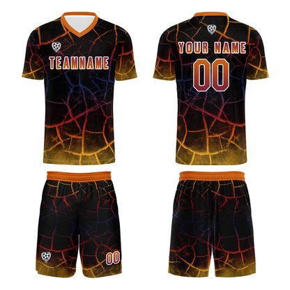 Custom Black Orange Soccer Uniform Jersey Kids Adults Personalized Set Jersey Shirt