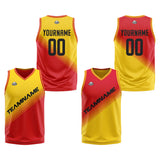 Custom Yellow Red Reversible Basketball Suit for Adults and Kids Personalized Jersey