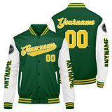 Custom Green Yellow White Varsity Jackets for Men Women Youth Personalized Letterman Jackets
