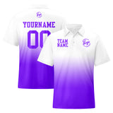 Custom White Purple Football Gradient Polo Shirts  Add Your Unique Logo/Name/Number