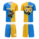 Custom Blue Yellow Soccer Uniform Jersey Kids Adults Personalized Set Jersey Shirt