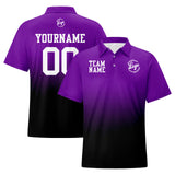Custom Purple Black Football Gradient Polo Shirts  Add Your Unique Logo/Name/Number