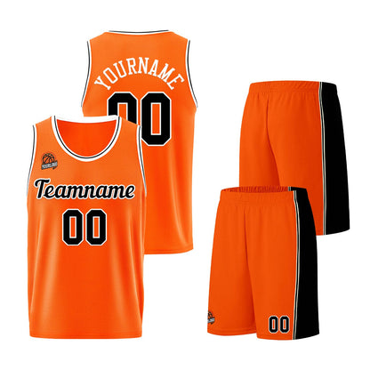 Custom Orange-Black Basketball Jersey for Men Women Adult Youth Stitched Name Number Logo