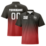 Custom Dull Grey Red Football Gradient Polo Shirts  Add Your Unique Logo/Name/Number