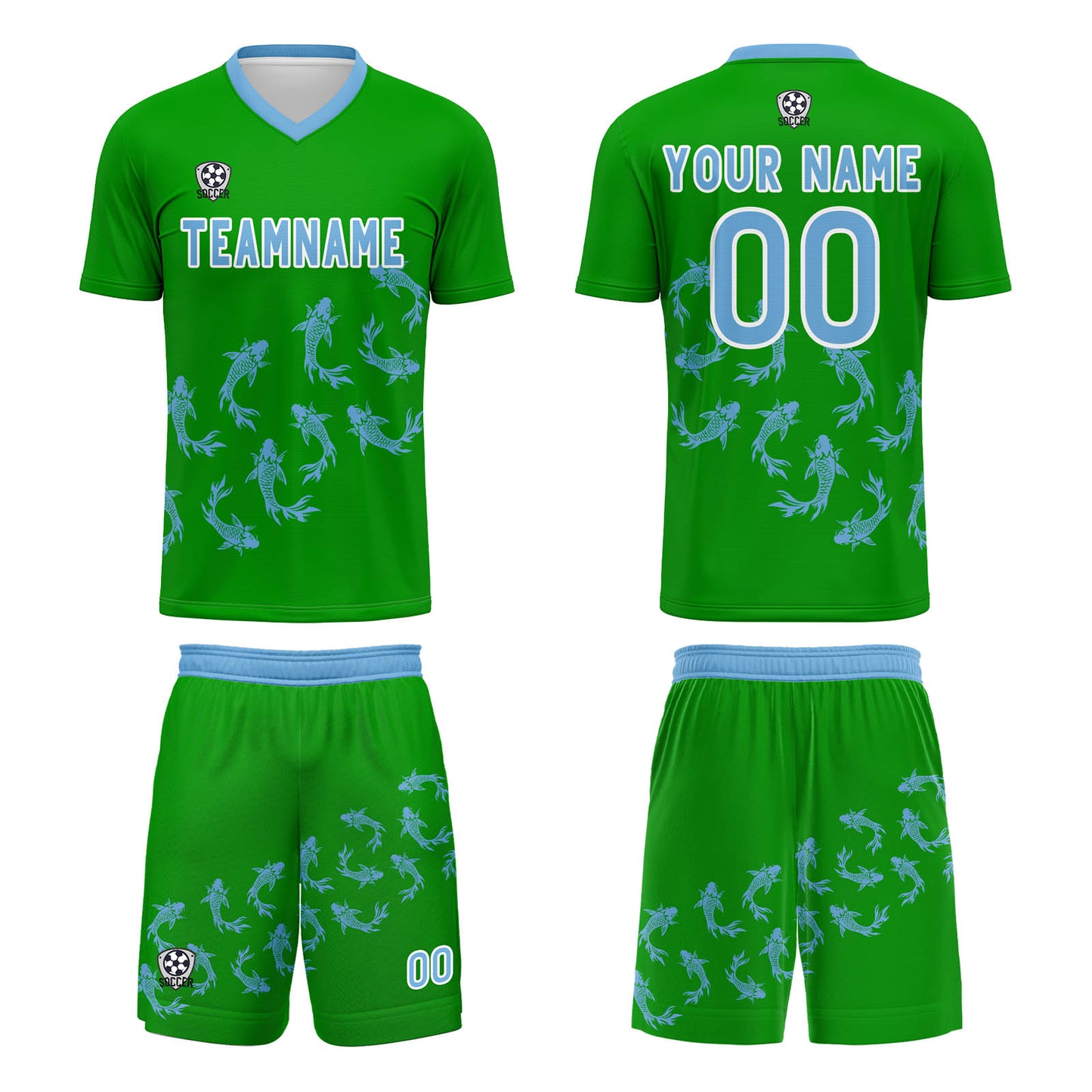 Custom Grass Green Soccer Uniform Jersey Kids Adults Personalized Set Jersey Shirt