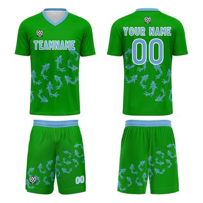 Custom Grass Green Soccer Uniform Jersey Kids Adults Personalized Set Jersey Shirt
