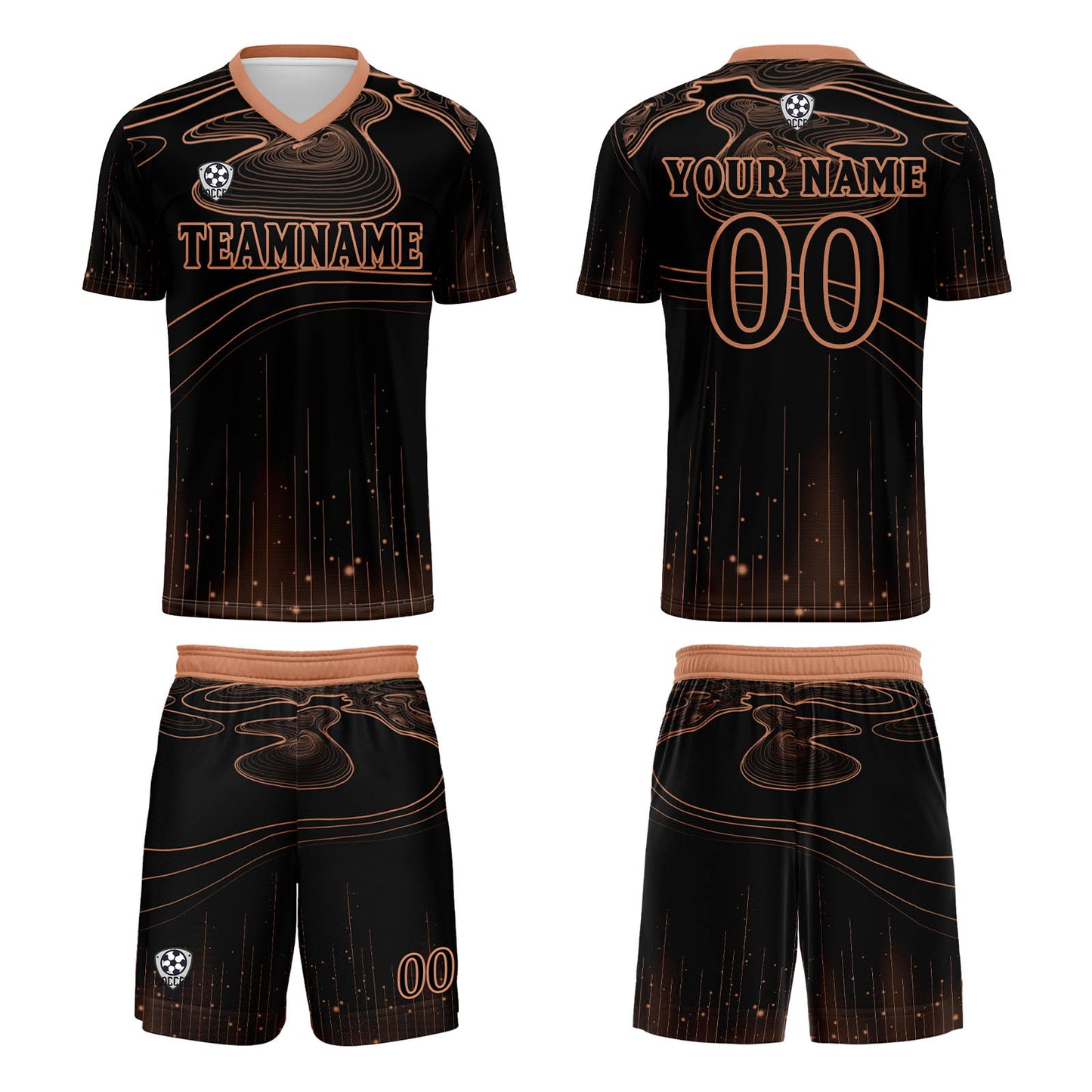 Custom Black Orange Soccer Uniform Jersey Kids Adults Personalized Set Jersey Shirt