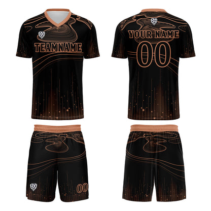 Custom Black Orange Soccer Uniform Jersey Kids Adults Personalized Set Jersey Shirt