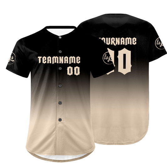 Custom Black Beige Baseball Jersey Personalized Gradient Team Uniforms Shirt with Name Number