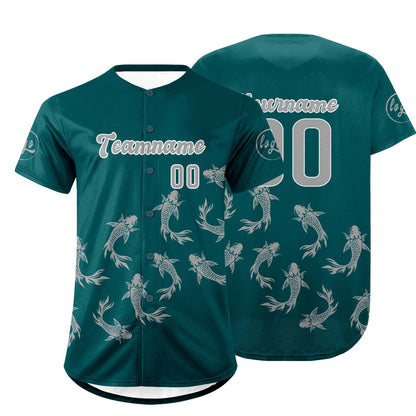 Custom Dark Green Gray Baseball Jersey Personalized Gradient Team Uniforms Shirt with Name Number