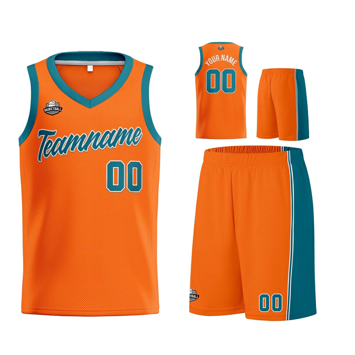 Custom Orange Teal Basketball Jersey for Men Women Adult Youth Stitched Name Number Logo
