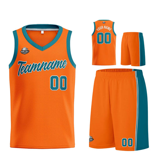 Custom Orange Teal Basketball Jersey for Men Women Adult Youth Stitched Name Number Logo