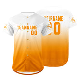 Custom White Orange Baseball Jersey Personalized Gradient Team Uniforms Shirt with Name Number