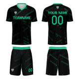 Custom Black Grass Green Soccer Uniform Jersey Kids Adults Personalized Set Jersey Shirt