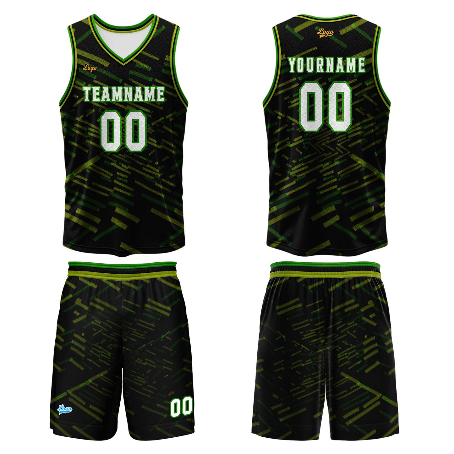 Custom Black Yellow Green Basketball Jersey Uniform Suit Printed Your Logo Name Number