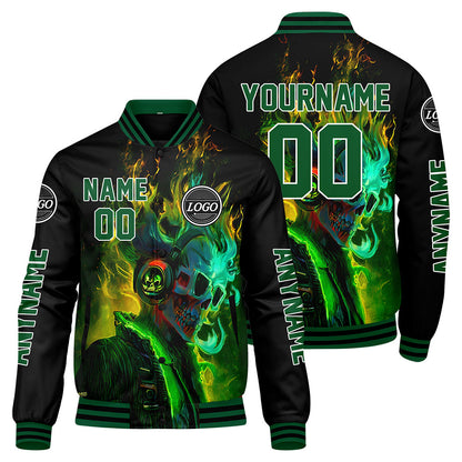 Custom Green Black Varsity Jackets for Men Women Youth Personalized Letterman Jackets