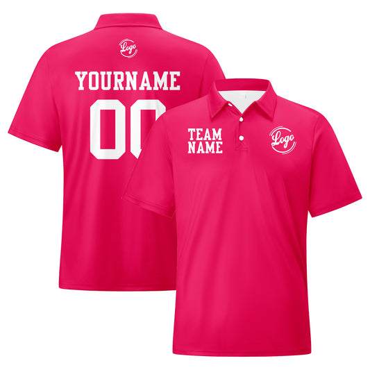 Custom Light Pink White Football Polo Shirts  Add Your Unique Logo/Name/Number