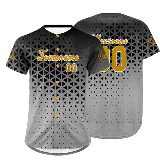Custom Black Old Gold Baseball Jersey Personalized Gradient Team Uniforms Shirt with Name Number