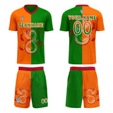 Custom Orange Green Uniform Jersey Kids Adults Personalized Set Jersey Shirt