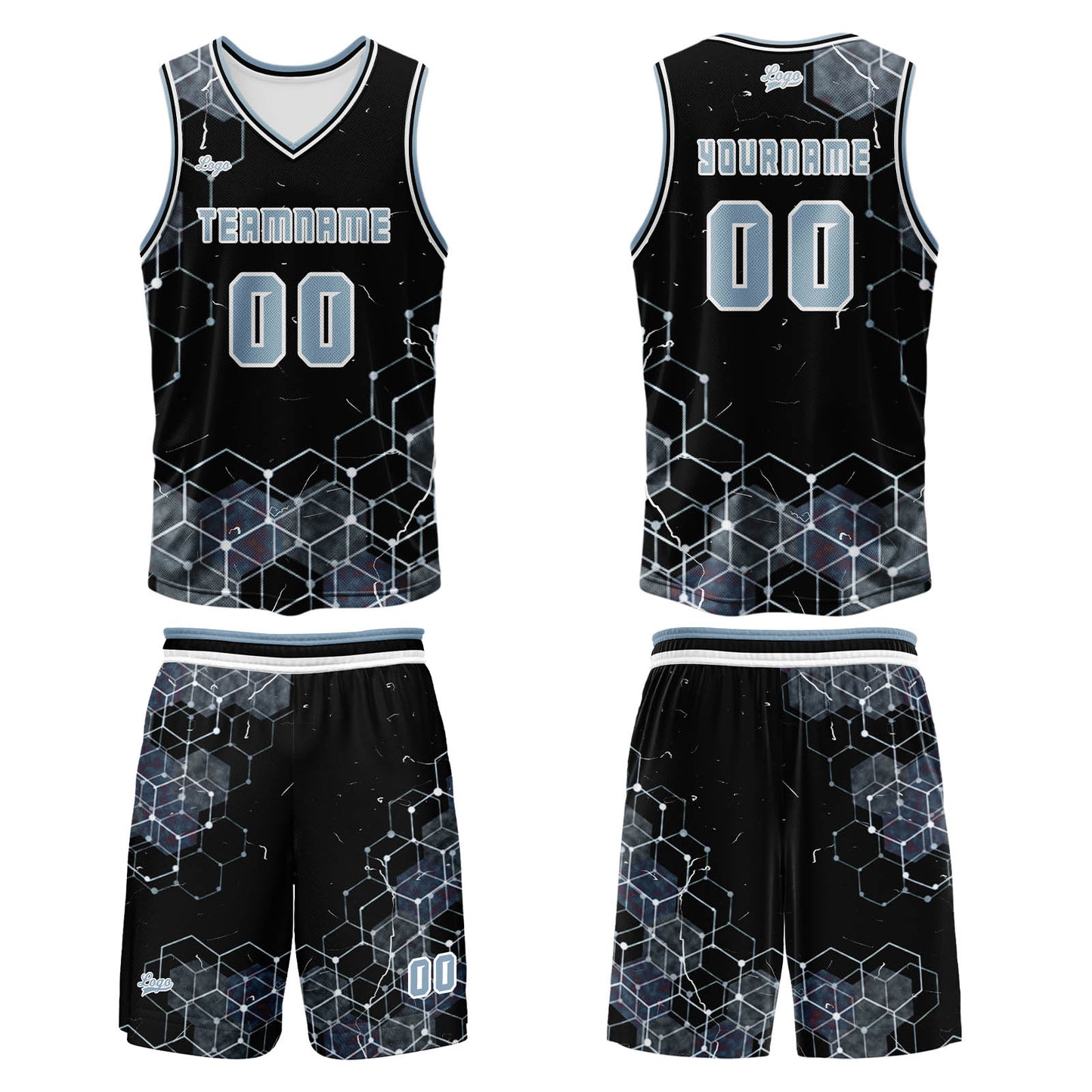 Custom Gray Blue Basketball Jersey Uniform Suit Printed Your Logo Name Number
