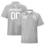 Custom Light Grey White Football Polo Shirts  Add Your Unique Logo/Name/Number