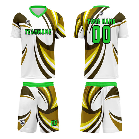 Custom White Yellow Uniform Jersey Kids Adults Personalized Set Jersey Shirt