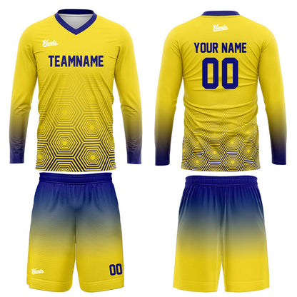 Custom Yellow Dark Blue Basketball Soccer Football Shooting Long T-Shirt for Adults and Kids