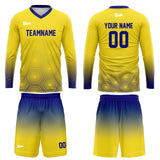Custom Yellow Dark Blue Basketball Soccer Football Shooting Long T-Shirt for Adults and Kids