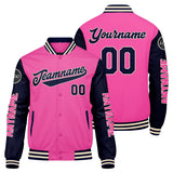 Custom Pink Navy Varsity Jackets for Men Women Youth Personalized Letterman Jackets