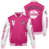 Custom Pink White Varsity Jackets for Men Women Youth Personalized Letterman Jackets