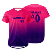 Custom Fuchsia Purple Baseball Jersey Personalized Gradient Team Uniforms Shirt with Name Number