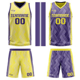 Custom Yellow Purple Reversible Basketball Suit for Adults and Kids Personalized Jersey