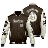 Custom Brown White Letterman Varsity Jacket Personalized Embroidery Printing
