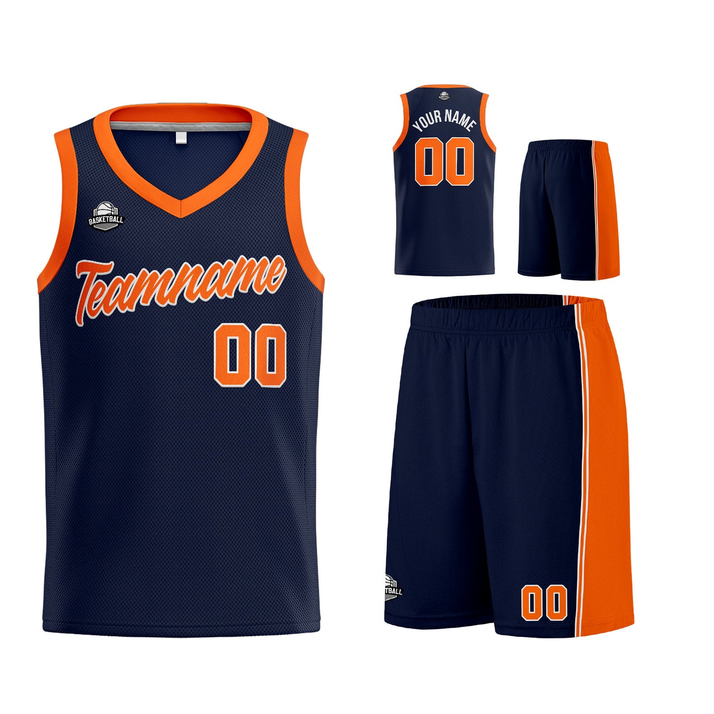 Custom Navy Orange Basketball Jersey for Men Women Adult Youth Stitched Name Number Logo