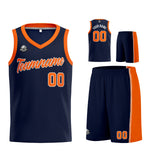 Custom Navy Orange Basketball Jersey for Men Women Adult Youth Stitched Name Number Logo