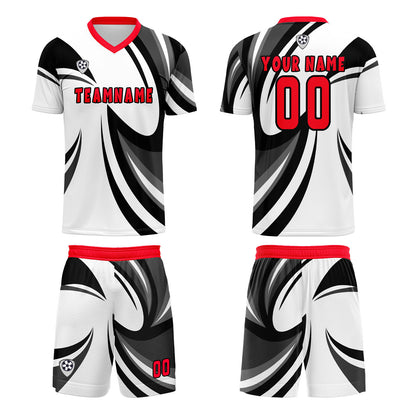 Custom White Black Uniform Jersey Kids Adults Personalized Set Jersey Shirt