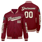 Custom Crimson Cream Varsity Jackets for Men Women Youth Personalized Letterman Jackets