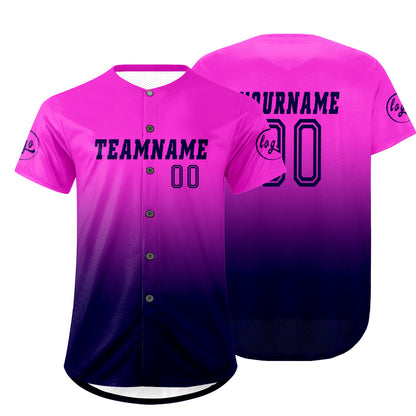 Custom Purple Navy Blue Baseball Jersey Personalized Gradient Team Uniforms Shirt with Name Number