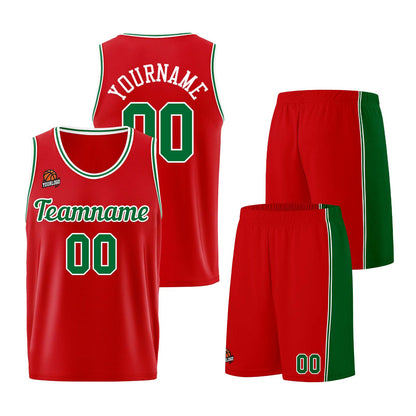 Custom Red Green Basketball Jersey for Men Women Adult Youth Stitched Name Number Logo