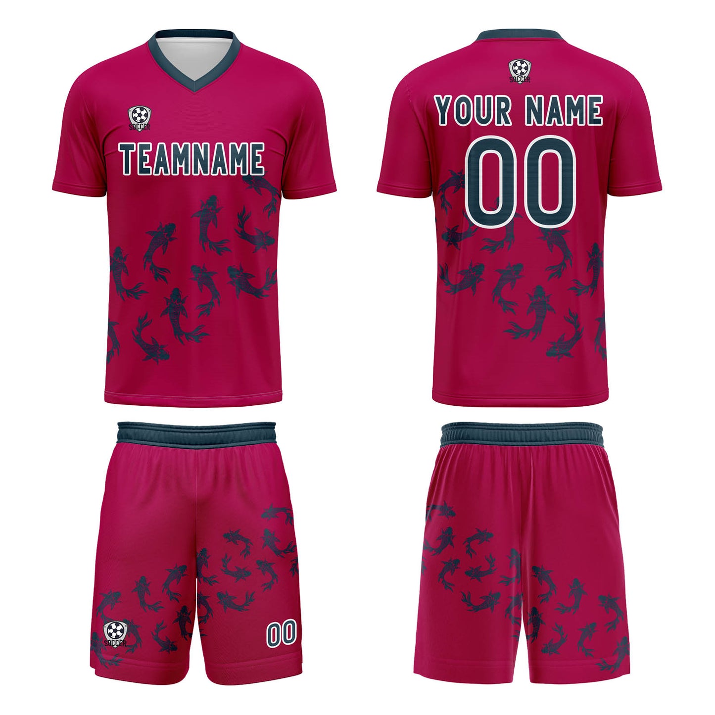 Custom Rose Red Soccer Uniform Jersey Kids Adults Personalized Set Jersey Shirt