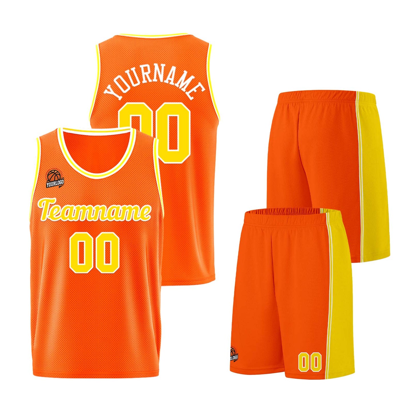 Custom Orange-Yellow Basketball Jersey for Men Women Adult Youth Stitched Name Number Logo