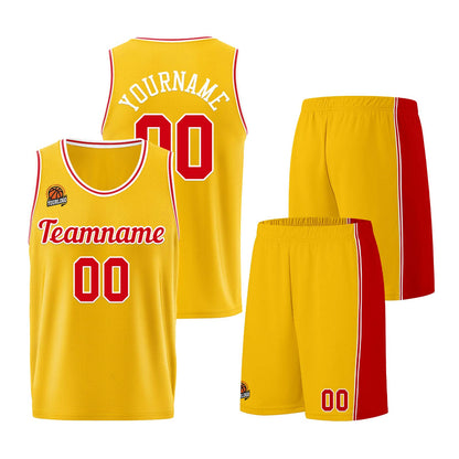 Custom Yellow Red Basketball Jersey for Men Women Adult Youth Stitched Name Number Logo