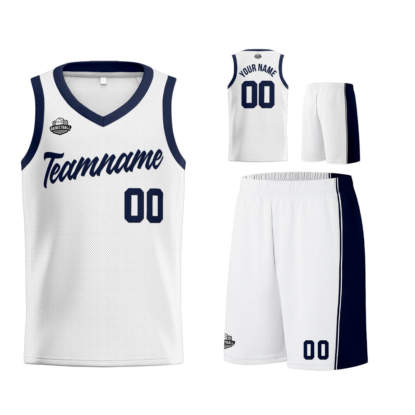 Custom White Navy Basketball Jersey for Men Women Adult Youth Stitched Name Number Logo