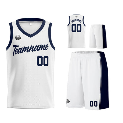 Custom White Navy Basketball Jersey for Men Women Adult Youth Stitched Name Number Logo