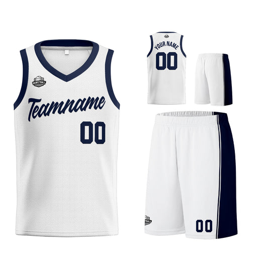 Custom White Navy Basketball Jersey for Men Women Adult Youth Stitched Name Number Logo