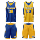 Custom Blue Yellow Reversible Basketball Suit for Adults and Kids Personalized Jersey