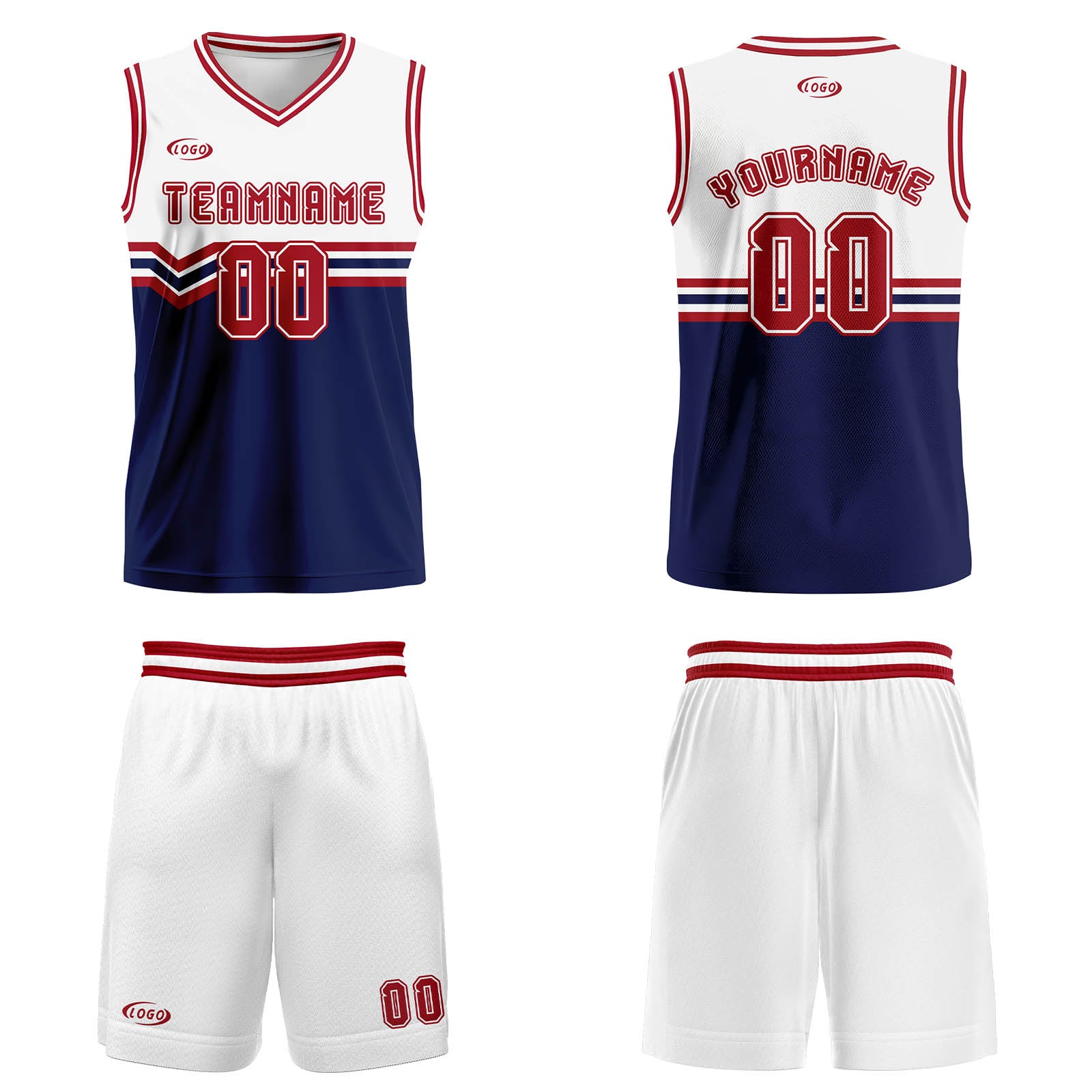 Custom White Blue Red Basketball Jersey Uniform Suit Printed Your Logo Name Number