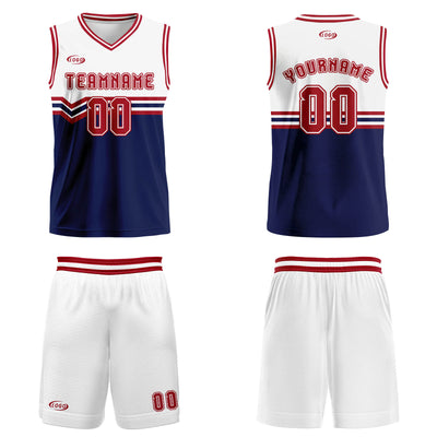 Custom White Blue Red Basketball Jersey Uniform Suit Printed Your Logo Name Number